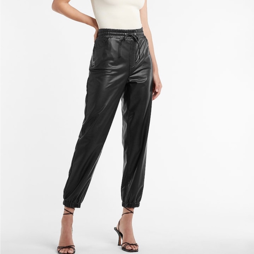 Express Faux Leather High Waisted Jogger | XS | Black | NWT